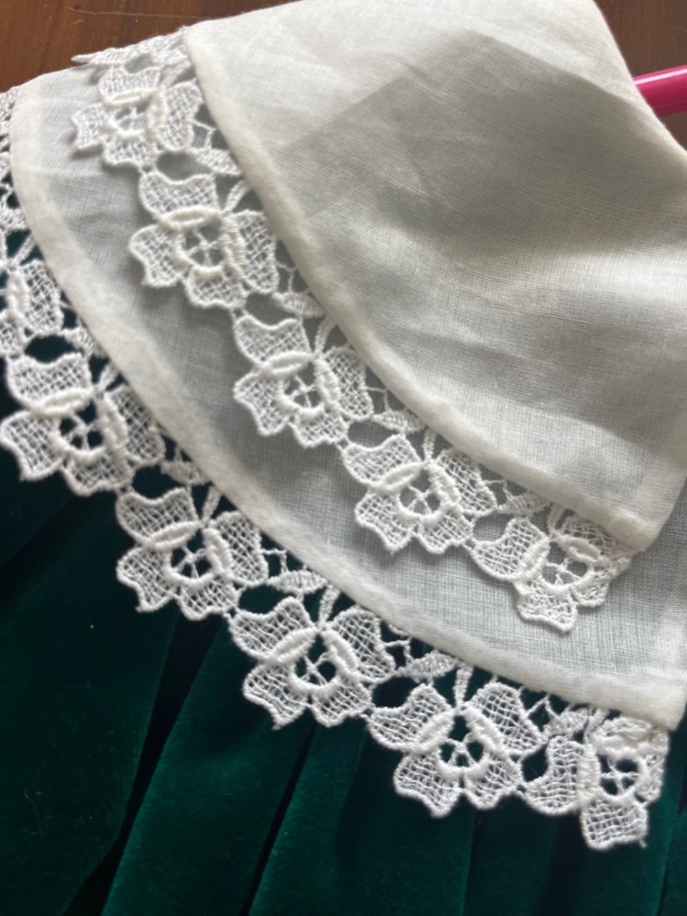 Green Velvet Toddler Dress - Picture 4 of 10